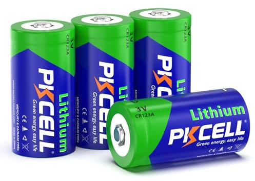 PKCELL Piles Lithium CR123A 3,0 V 1500 mAh,Non Rechargeables,pour système d'alarme,Lot de 4