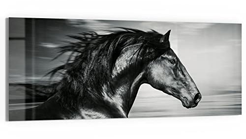 DEQORI Glasbild Echtglas | Motiv Galoppierendes Pferd | horizontal einteilig 125x50 cm | schöne Dekoration | Wandbild für Wohnzimmer, Schlafzimmer, Flur & Küche | moderne Wanddeko