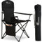 SUNMER Folding Camping Chairs, Extra Wide Lightweight Outdoor Chairs with Armrests and Cup Holder, 120 kg Capacity - Black