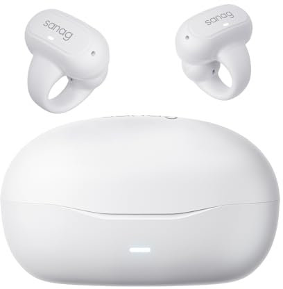 SANAG Z50SPro Auriculares Inalámbricos, Abiertos Bluetooth 5.3 HiFi Estéreo, con 56H de Reproducción, Ajuste Cómodo, Auriculares Deportivos/Senderismo/Vida Diaria, Blanco