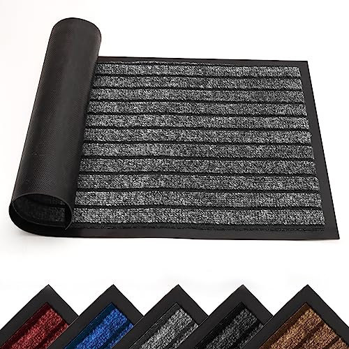 Yorkshire Bedding Door Mat Grey Indoor Outdoor – 60 x 90 cm Non Slip Mat Heavy Duty Washable Rubber Mats Shoe Scraper Super Absorbent Doormat
