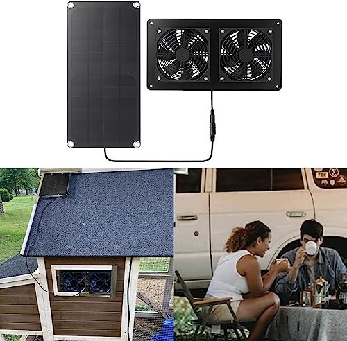 RANRAO Solar Panel Abluftventilator, 12V 15,2 cm IP65 Wasserdicht Solar Abluftventilator Tragbarer Abluftventilator für Wohnmobile, Gewächshäuser, Haustierhäuser