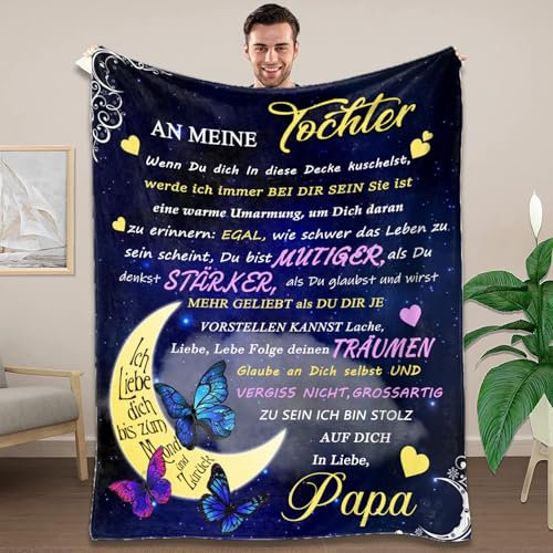 Kuscheldecke Flauschige an unsere Tochter von Eltern, Mama und Papa zu Tochter Kuscheldecke Flauschige Geschenk, Positiv Ermutigen Sie Ihre Tochter zur Liebe Geeignet Für Sofa Reisen(150×200cm)