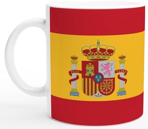 tazas.online Taza bandera de España. Taza de café de cerámica. 350 ml. Bandera española.