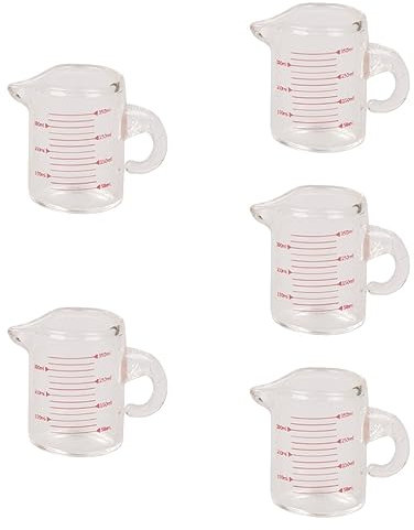 HOMSFOU Zubehör 5st Messbecher Mini-ornament Zarte Mini- -requisite Mini-tasse Im Hausmaßstab Mini- Für Wissenschaftliche Experimente Mini-hauspokal Kleiner Wasserkocher Miniatur Glas