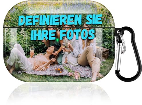 Sangkoo Kompatibel Mit AirPod Pro 2&1 Hülle - Voller Schutz für Airpods Pro Generation Case Cover Mit Karabiner (Personalisierte Foto)