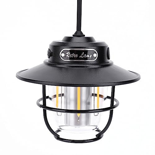 BIOSA Outdoor Camping Licht IPX4 Wasserdichte LED Tragbare Lampe Typ C Aufladen Retro Camping Lampe 4 Gang Hängen Umgebungs Licht Stufenlose Dimmung for Angeln BBQ