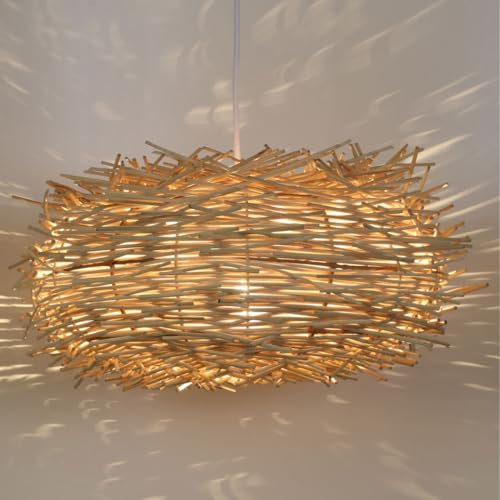 Casa Moro Rattan Lampe MIA M Ø 50 cm aus Natur Rattan & Eisen handgefertigte Boho Chic Pendelleuchte Korbgeflecht Hängelampe LP004-M