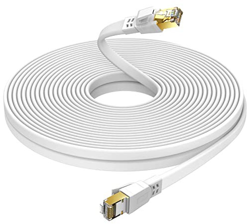 Ercielook Cable LAN Cat8 de 12 m de alta velocidad 40 Gbps con conector RJ45 chapado en oro para router/gaming/módem