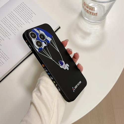 Yonds Queen for iPhone 15 Pro Max Cute Case, Cool Cartoon Astronaut Space Rocket Moon Design Stylish Soft TPU Bumper Shockproof Anti-Slip Protector Case (iPhone 15 Pro Max, Flying)