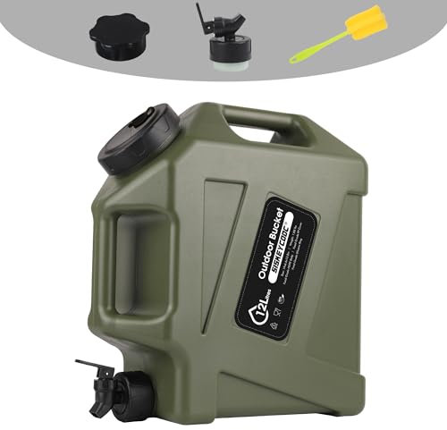 SISKEYCOOC 12L Tragbare Wasserkanister mit Hahn, BPA freie Wasserbehälter, Grüner Wassertank, Wasserauslauf, Multifunktions-Wasserbehälter für Camping, Outdoor, Notfalltransport (Grüner, 12L)