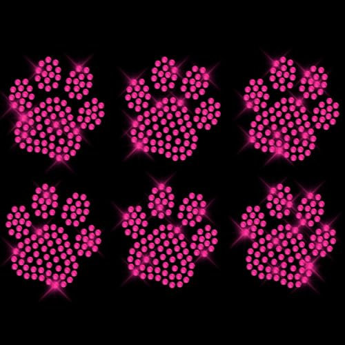Glitzerdeals Bügelbilder Karneval Strass Pfoten gefüllt Set Aufbügler für Textilien Pfote Bügelmotiv Hundepfoten Strass Bügelbild Pfoten pink