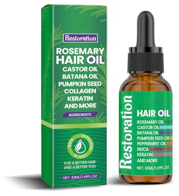 Rosemary Oil for Hair Growth, Rosemary Hair Oil For Growth with Castor Oil, Batana Oil, Pumpkin Seed Oil, Peppermint Oil, Biotin, Collagen, Horsetail, Tea Tree, Vit E (1PC)
