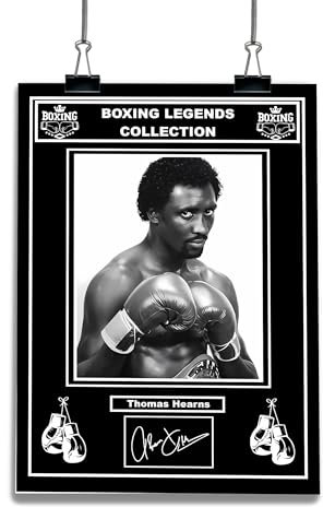 Boxing Legends Collection: Thomas Hearns Boxer, The Hitman/Motor City Cobra, Champion, vorgedruckter Autogramm, signierter Druck, Boxen, Fan-Kunst, A4-Druck