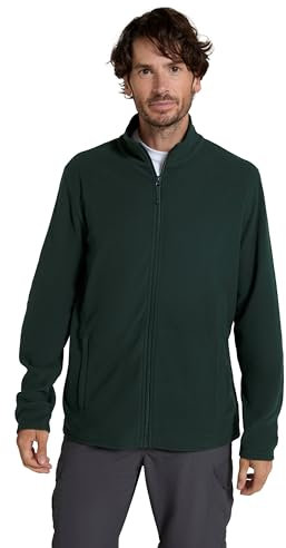 Mountain Warehouse Camber Mens Fleece Full-Zip Jacket - Lightweight & Quick Dry Microfleece Sweatshirt, Casual Wear - Winter Camping, Outdoors, Travelling & Hiking Dark Green XS