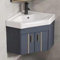 Eckwaschbecken Mit Unterschrank, Dreieckiges Handwaschbecken, Eck-waschtisch Für Badezimmer, Waschbeckenunterschrank Hängend, Mit Heißem Und Kaltem Wasserhahn-Abfluss(Blue,48cm/18.9in)