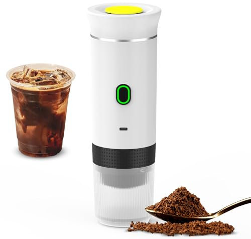 Irishom Máquina de café portátil 3 en 1 para el hogar y el coche, máquina de café eléctrica sin cable, funciona con cápsula y café de tierra, 15 bares, mini cafetera fría y caliente con taza de 150 ml