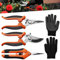 WANDGU Bypass Gartenschere Set: 3 Stück Professionelles Gartenscheren Set mit Gartenhandschuhen, Scharfe Rosenschere aus Edelstahl, Gartenschere für Pflanzen, Blumen, Bonsai, Obst, Baumzweige (Orange)