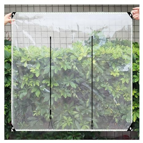 Waterproof Transparent PVC Tarpaulin Side Panels with Zipper Door for Pergola Patio Porch H2.9xW4.5m/H9.5xW14.7ft