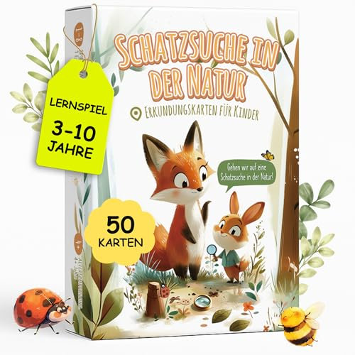 Legezon 50 Entdeckerkarten für Kinder – Finde es Outdoor Suchspiel zur Schatzsuche & Natur-Entdeckung – Lernspiel für draußen im Garten & Wald – Spielzeug Geschenk für Jungen & Mädchen ab 4 Jahren