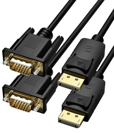 Foboiu DisplayPort to VGA Cable 7FT, 2 Pack Display Port DP to VGA Adapter Cord Converter Male to Male for Computer, Monitor, TV, Projector (Not Bidirectional,Not Compatible with HDMI or USB)