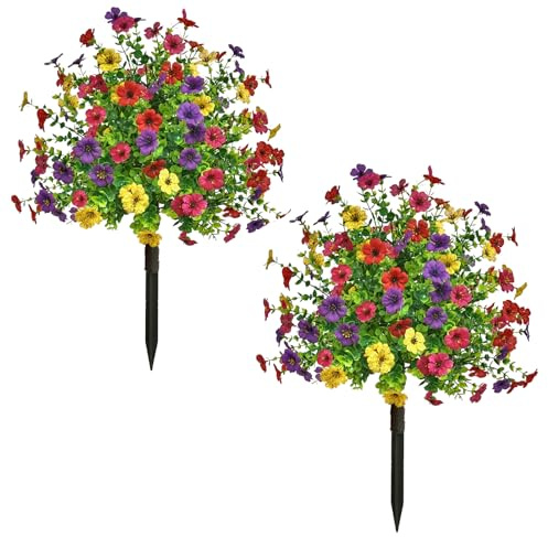 ChYoung Künstlicher Buchsbaum-Formschnitt-Baum mit Blume, künstliche Buxus-Pflanze mit Erdspieß, 61 cm, künstliche Formschnitte, Zimmerpflanzen, dekorative Grünpflanzen für Zuhause, Büro, Innen- und