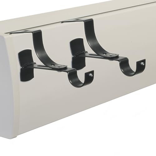 Absolute Deco Lot de 2 Supports de Tringle à Rideaux Geko Noir sans perçage pour Coffre de volet Roulant à rainure Diamètre 28 mm - Fixation réglable