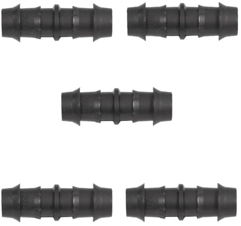 HydroSure Double Barbed Joiner 18 mm - Pack of 5 Robust Irrigation Pipe Connectors with Barbed Fittings for 18 mm Tubing, Secure and Easy-Fit Garden Watering System Components for Lawn, Borders