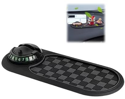 Multifunktion Antirutschmatte Auto,Autohalter Armaturenbrettmatte mit Digitale Parkscheibe,Rutschfestes 360 Grad Rotierender Telefonhalter für Handys, Brillen, Taschentücher, Feuerzeuge (D)