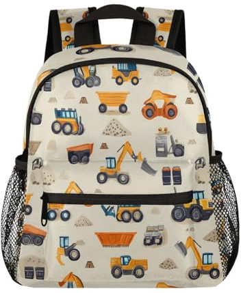 Mexpekil Cartoon-Bauwagen-Bagger Rucksack für Kinder, Schultasche, Vorschule, Kindergarten, Reise, 10x4x12 inch
