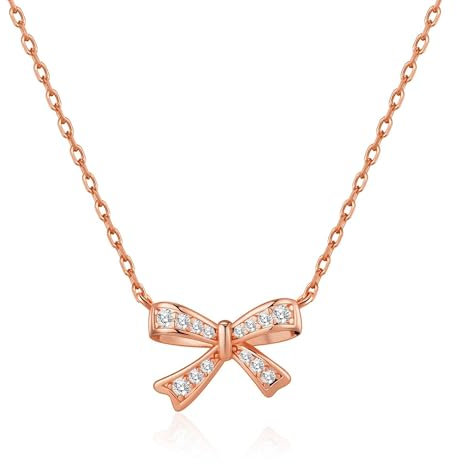 Philip Jones Rose Gold Plated Bow Necklace Created with Zircondia® Crystals