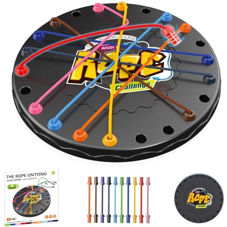 ZephyrHome Brainy Knots Rope Challenge Spiel Seil-Entwirrungsspiel für und Erwachsene Logik Knobelspiel mit Buntem Seilbrett Twisted Rope Puzzle Denkspiel Strategie Brettspiel für 2 bis 4 Spieler
