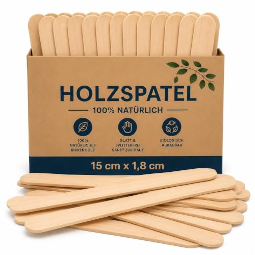300 Holzspatel (15 cm x 1,8 cm) – Zungenspatel, Mundspatel I Kosmetikspatel, Wachsspatel, Waxing, Pflanzenbeschriftung I Holzstäbchen, Bastelstäbchen aus Holz