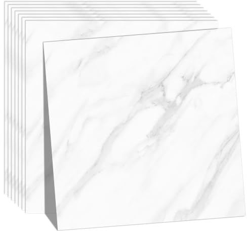 40 Pcs Self Adhesive Wall Tiles Waterproof, Tile Sticker Marble White | 30x30cm PVC Peel and Stick Wall Tiles for Bathroom, Waterproof