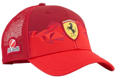 PUMA Scuderia Ferrari F1-2025 Cap - Red - One Size Fits Most | Las Vegas GP Special Edition, Las Vegas GP Team Cap, Officially licensed