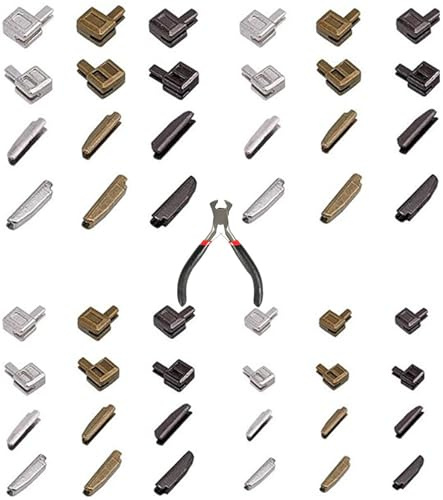 TAKONE Reißverschluss Reparatur Teile Metall Endstücke Stopper #3#5#8#10 | 48-teilig Metall Reißverschluss Endstücke Stopper 3 Farben 4 Größen Zange