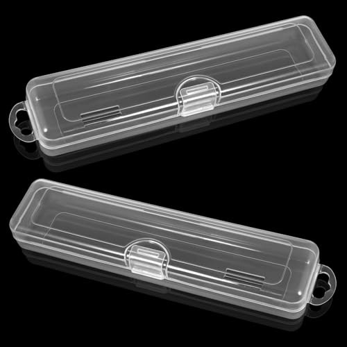 PEOVLVN 2 Pack Tongue Scraper Case Only Tongue Cleaner Case | Transparent Plastic Storage Box for Travel Tongue Scraper Holder Tongue Brush etc