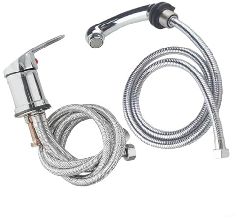 Einhebelmischbatterie Mit Ausziehbarer Handbrause, Hochdruck-Armatur Mit Drei Anschlüssen, Silberfarben, 120 cm Schlauch, Für Friseurwaschbecken & Shampoo-Bett