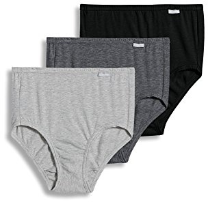 Jockey Women's Underwear Plus Size Elance Brief - 3 Pack, Grey Heather/Charcoal Heather/Black, 10