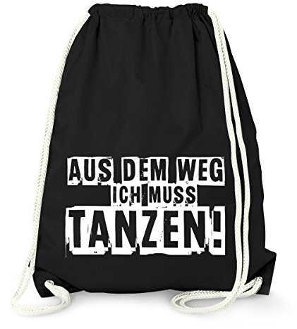 MoonWorks Turnbeutel aus dem Weg ich muss tanzen Hipster Beutel Tasche Sportbeutel Gymsac Gymbag schwarz unisize