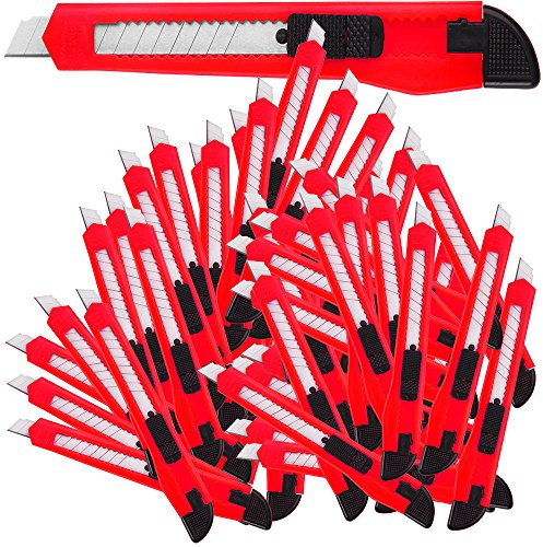 Deuba Set di 100 Taglierini Cutter Taglierino Lama 9mm Forma Ergonomica Coltelli Multiuso Bricolage