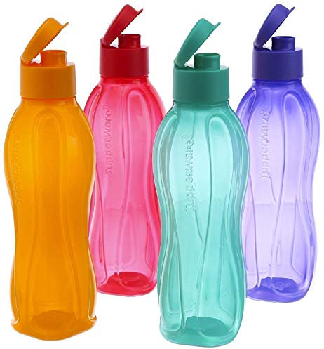 Lot de 4 bouteilles d'eau Tupperware - Fliptop - 1 litre - À réfrigérer
