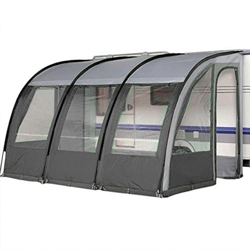 Leisurewize - Caravan Ontario Porch Awning 390 Charcoal Grey, Waterproof - 390 x 240 cm - Polyester Roll up Shelter (LWPP2C)