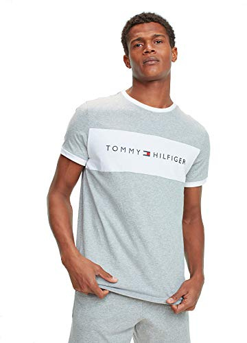 Tommy Hilfiger Herren T-Shirt Kurzarm CN Tee Logo Flag UM0UM01170-004 Grau XL