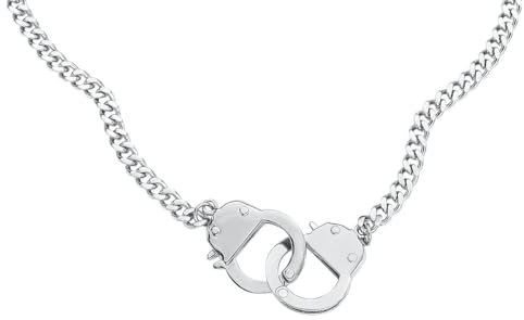 etNox hard and heavy Handschellen Männer Halskette silberfarben Edelstahl Biker, Rockwear