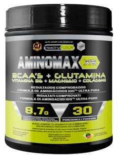 Healthy Fusion Aminomax | Aminoácidos Esenciales | 8.7g/dosis de BCAAs, Glutamina, Colágeno, Magnesio y Vit B6 | Recuperación muscular, Activa el metabolismo y fortalece el sistema inmunológico | 300g