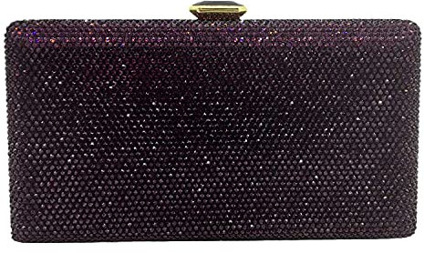 Boutique De FGG Elegante Borsa da Sera con Cristalli e Strass per Donna, Stilosa Borsa a Scatola da Sposa, Piccolo