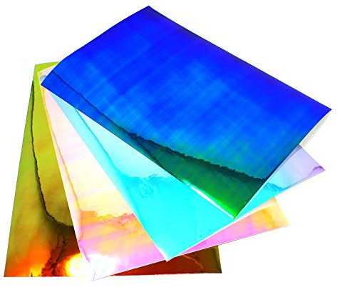 4 x Din A4 Bogen Set Bastelfolie Flipflop Chrom Hologramm Chamäleon Effektfolie Künstlerfolie Plotterfolie Basteln DIY (Bunt, 4er Mix)