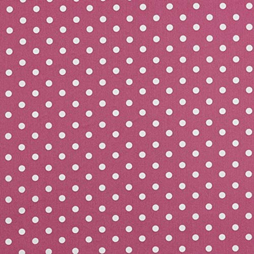 Stoff Meterware Punkte 7 mm Baumwolle - 1 Meter, Schadstoffgeprüft, Gepunktet, Tupfen, Dots, Baumwollstoff, Kinderstoff, Dekostoff, Karneval, Fasching, Kostüme (Weiß auf Mauve)