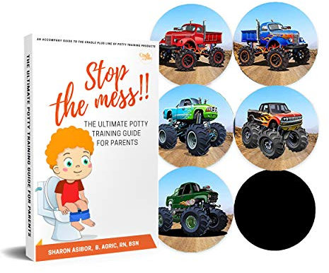 Potty Training Seat Magic Sticker | Monster Truck Potty Training Toilet Color Changing Sticker | 5 Pack Toilet targets for potty training boys | Use with or Without Potty chart or potty watch